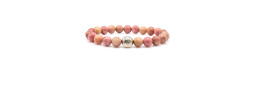 BRACELET PIERRES NATURELLES et ARGENT - KIREI PARIS BIJOUX - LONG LIFE et RHODOCHROSITE 8mm