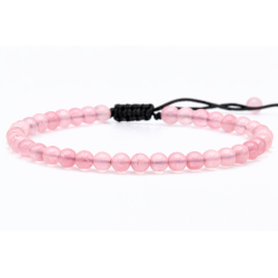Bracelet Pierres Naturelles AJUSTABLE 4mm - Quartz rose - KIREI PARIS BIJOUX