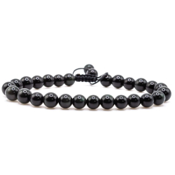 Bracelet Pierres Naturelles AJUSTABLE 4mm - Onyx - KIREI PARIS BIJOUX