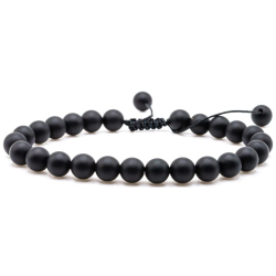 Bracelet Pierres Naturelles AJUSTABLE 6mm - Onyx - KIREI PARIS BIJOUX